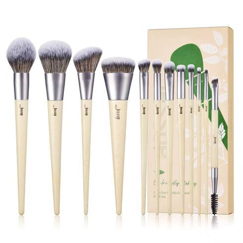 Jessup Vegan Makeup Brushes Set, 12pcs Premium Synthetic Brushes for Foundation, Highlight, Eyeshadow