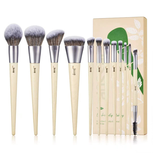 Jessup Vegan Makeup Brushes Set, 12pcs Premium Synthetic Brushes for Foundation, Highlight, Eyeshadow