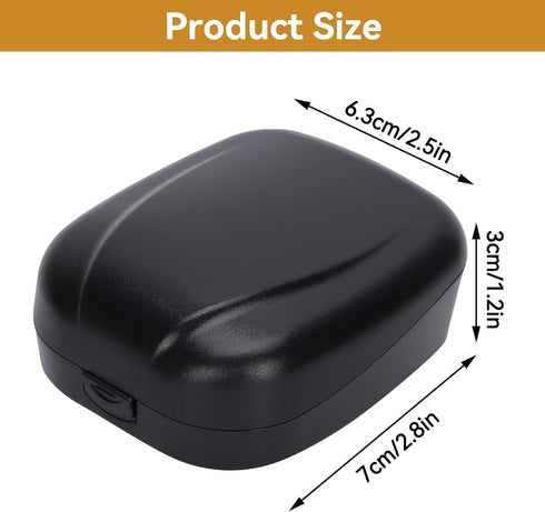 Hearing Aid Case, Hard Pocket Size Waterproof Travel Storage Box for Kids, Adults, Seniors, Black