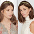 Multi Layers Metal Headbands for Women - Set of 2 Elegant Gold Tone Head Bands with Rhinestones for Bridal and Special