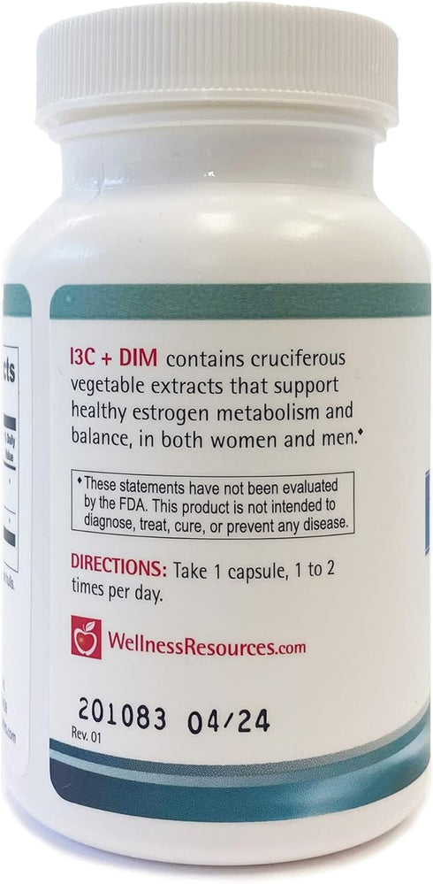 Wellness Resources I3C + DIM - 60 Capsules, Healthy Estrogen Metabolism & Detoxification Supplement
