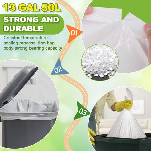 SWIHELP Tall Kitchen Trash Bags, 13 Gallon Garbage Bags, 50 Liters, Plastic Liners for Home, Office, Outdoor