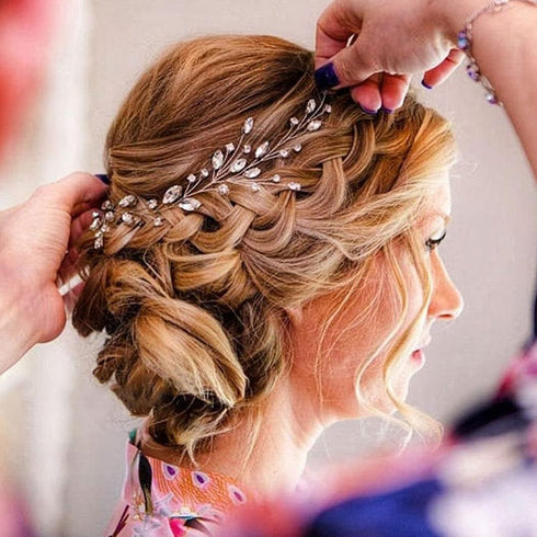 JAKAWIN Bride Rhinestone Wedding Hair Piece Silver Crystal Bridal Updo Hair Vine Accessories for Women