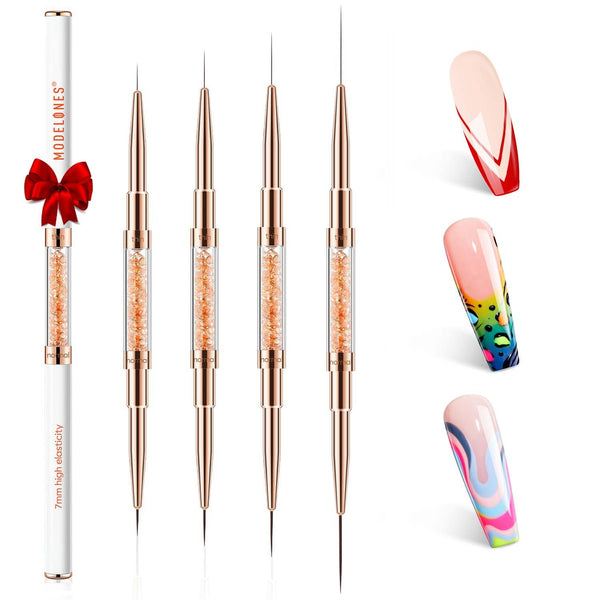 modelones Nail Art Brushes - Super Fine Thin Liner Brush Set Sizes 7/11/15/20mm for Nail Gel Polish Painting Designs