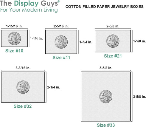 TheDisplayGuys 25-Pack Cotton Filled Cardboard Jewelry Boxes, Silver Foil Gift Case (2.6" x 1.6" x 1.0")