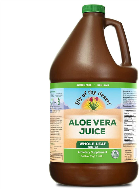 Lily Of The Desert Aloe Vera Juice - Whole Leaf Filtered Drink - Non-GMO Aloe Juice for Gut Health, 64 Fl Oz