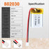 3.7V 400mAh 802030 Lipo Battery, Rechargeable Lithium Polymer Ion Battery Pack with PH2.0mm JST Connector