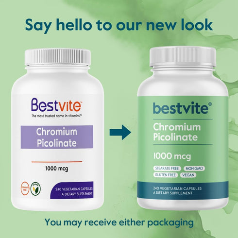 BESTVITE Chromium Picolinate 1000mcg - 480 Vegetarian Capsules, Vegan, Gluten Free, Non-GMO