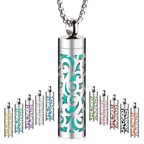 Essential Oil Necklace for Women, 316L Stainless Steel Aromatherapy Pendant Diffuser Jewelry Gift for Men Women