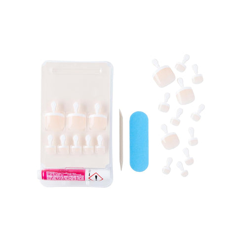 KISS Salon Acrylic Press On Toenails, 'Walk Away', White, Short Size, Squoval Shape, Includes 28 Nails, 2g Glue, 1