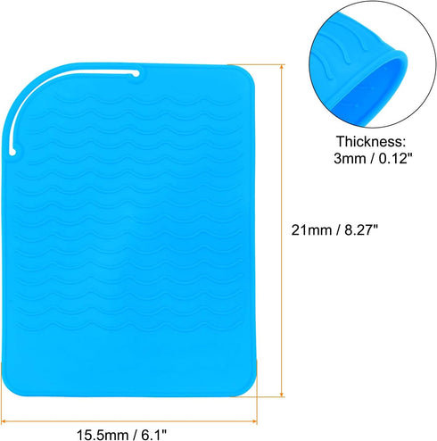 Silicone Iron Hair Curling Pad, Multipurpose Iron Hot Resistant Mat Hair Curling Plate for Hair Straightener, Hair Rollers and Hair Styling Tools, Blue