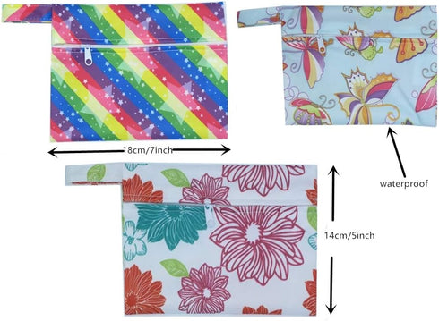 JUTESK 5pcs 14 Inch Set 02) Overnight Charcoal Bamboo Mama Cloth/Menstrual Pads/Reusable Sanitary Pads/mini Wet Bag
