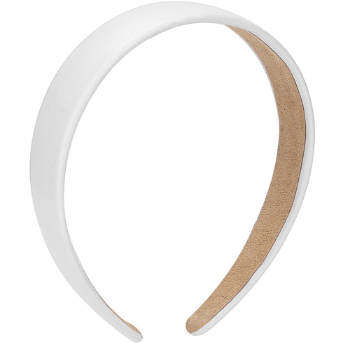 WantGor 1 Inch Wide Padded PU Leather Headband, Cute Fashion Hair Bands for Women, Holiday DIY Hair Accessories (White)