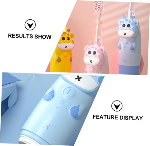 VICASKY Toothbrush with Frequency USB Charging Non Slip Ergonomic Handle Cartoon for Teeth Nursing Includes Replacement