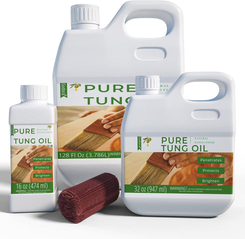 Godora 2pcs 16OZ Waterproof Tung Oil for Wood Finishing with Towel, 100% Natural for Indoor and Outdoor Use