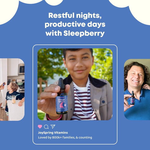 JoySpring Kids Melatonin Sleepberry 3 mg Liquid Sleep Aid with L Theanine, 60 Servings, 2 fl oz, Children's Travel
