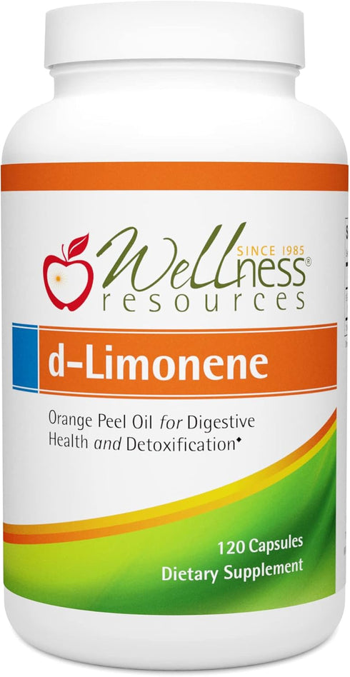 Wellness Resources High Potency d-Limonene Capsules - 1000mg, 120 Capsules, Orange Peel Extract for Digestive Health
