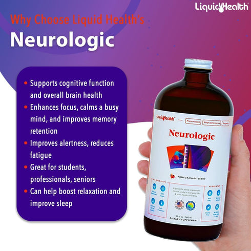 LIQUIDHEALTH 32 Oz Liquid Neurologic Focus Supplement, Nootropic for Cognitive Function and Memory Booster