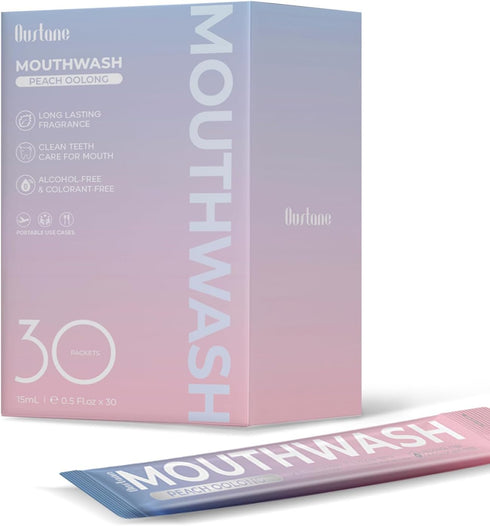 OUSTANE Mouthwash Travel Size, Alcohol-Free Fresh Peach Oolong Mouthwash Strips, Long-Lasting Freshness, Disposable