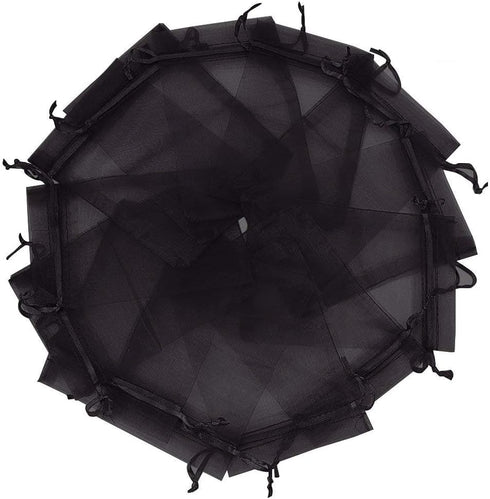 Wudygirl 100pcs Black Transparent Drawstring Organza Bags 5 x 7 Inch for Jewelry, Lipstick, Favors