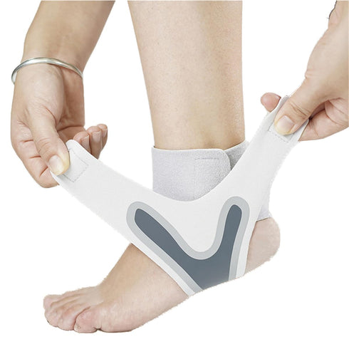 Ankle Brace for Sprained Ankle - Breathable Neoprene Adjustable Compression Support for Sports, 2 Pcs, White (X-Large)