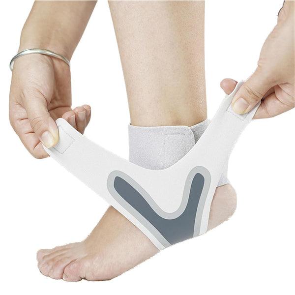 Ankle Brace for Sprained Ankle - Breathable Neoprene Adjustable Compression Support for Sports, 2 Pcs, White (X-Large)