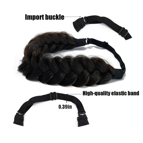 TOECWEGR Classic Braided Headband, Synthetic Hair Wide Strands Wig Band for Women Beauty Accessory
