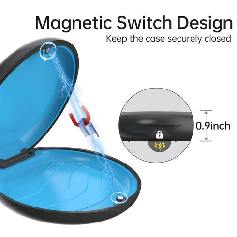 Slim Aligner Retainer Case Compatible with Invisalign, Cute Black Mouth Guard Case with Removal Tool & Brush