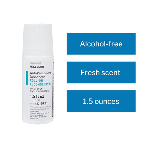 McKesson Antiperspirant Deodorant Roll-On Stick, Mini Travel Size, Alcohol-Free, Fresh Scent, 1.5 fl oz