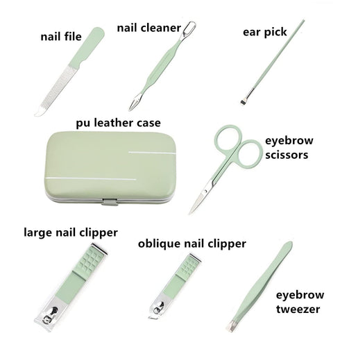 Manicure Set for Men Women, Nail Clipper Set with Portable Travel Case, Grooming Kit Gift for Family Friends (Green)
