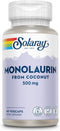 SOLARAY Monolaurin 500mg from Natural Coconut, Supplement for Nutritive Support, 60 Servings, 60 VegCaps
