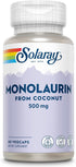 SOLARAY Monolaurin 500mg from Natural Coconut, Supplement for Nutritive Support, 60 Servings, 60 VegCaps