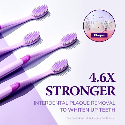 Purple Whitening Toothbrush 4 Count - Medium Toothbrushes for Adults, High Strength Bristle for Teeth Plaque Removal