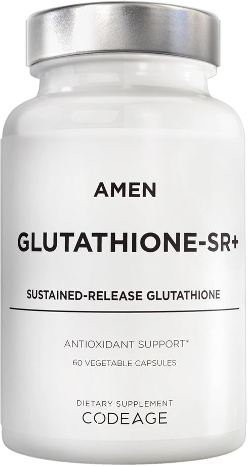 Amen Glutathione-SR+ Advanced Sustained-Release Supplement, 2-Month Supply, Reduced L-Glutathione, 60 Capsules