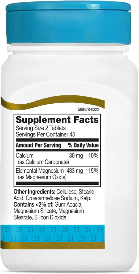 21st Century mgO 400 mg Tablets, 90 Count, Assorted