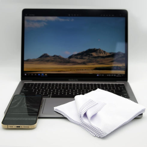 Eyeglasses Cleaning Cloths Bulk (5.5"x5.5", White, 100 pcs) for Lenses, Screens, Cameras, Delicate Surfaces
