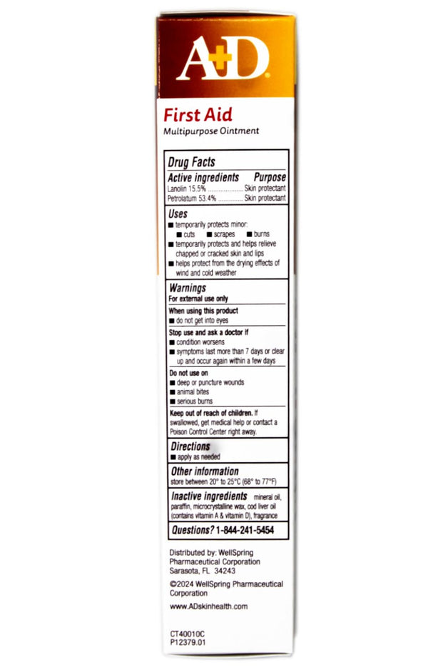 A+D First Aid Ointment Skin Protectant with Vitamin A&D, 1.50 oz (Pack of 2)