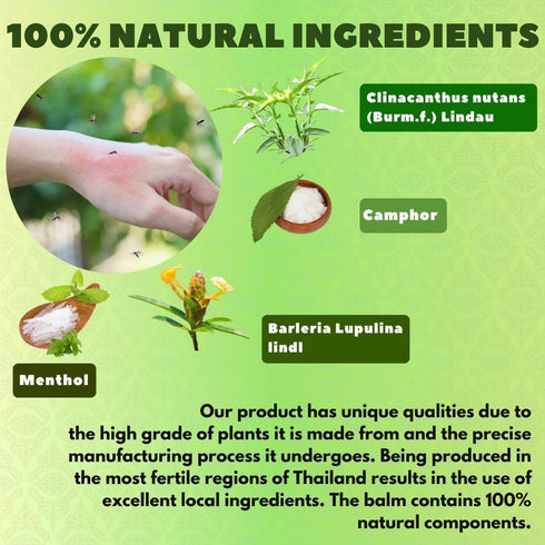 Compound Saledphangphon Balm, 100 Gram Cooling Anti-Itch Salve for Insect/Bug Bites Pain (Green)
