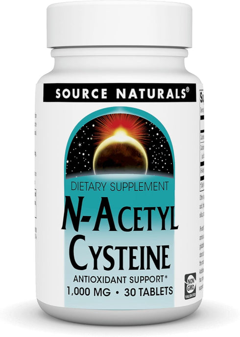 Source Naturals N-Acetyl Cysteine, 1000 mg Dietary Supplement, 30 Tablets - Antioxidant Support for Respiratory Health