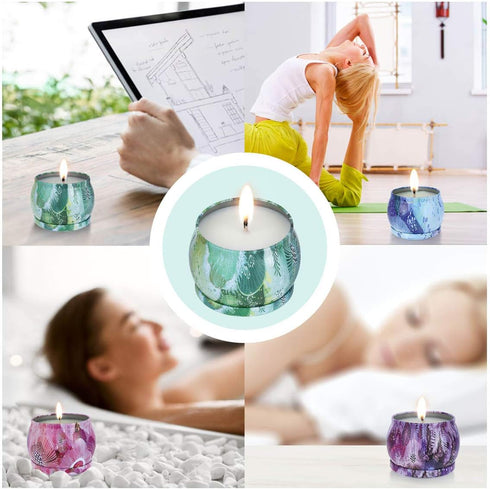 Set, 4 Ymiko Scented Candles Gift Aromatherapy Candles with Soy Wax and Essential Oil for Stress Relief, Home Decor