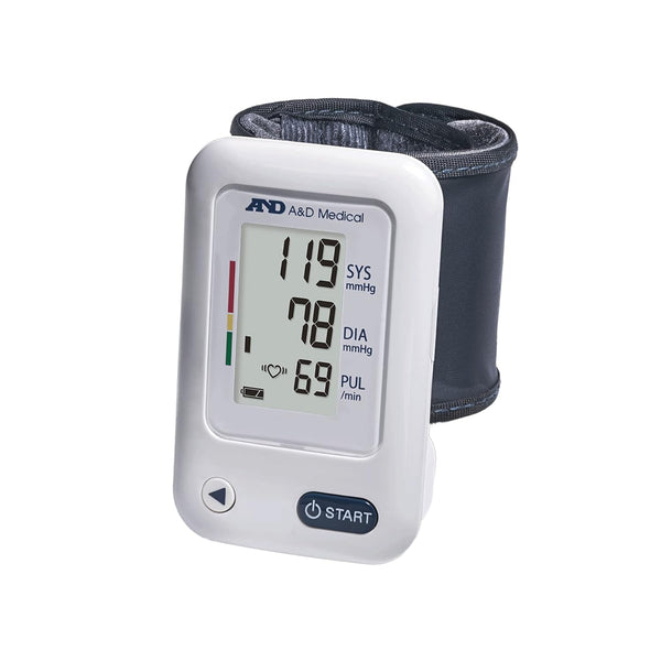 A&D Medical One Button Wrist Blood Pressure Monitor (5.3-8.5"/13.5-21.5 cm Cuff), Easy to Read Digital LCD Screen,