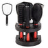 Set of 5 Professional Salon Hair Combs, Hair Cutting Brushes, Hairdressing Styling Tool Mirror and Holder Stand