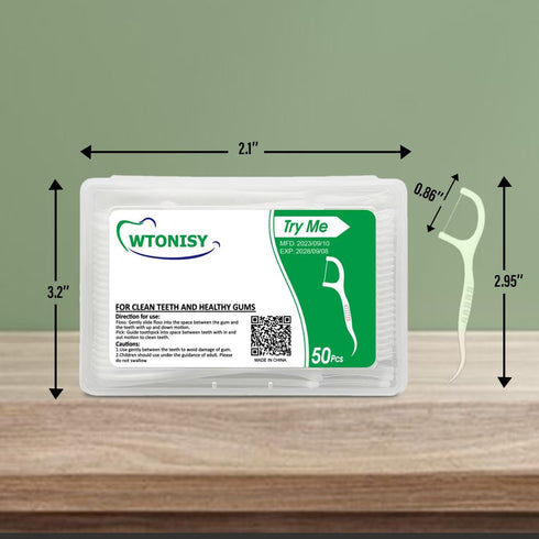Dental Floss Picks - Eco Friendly Reusable Tooth Flossers, 50PCS Thin Thread Flossers for Adults Kids, Box of 6