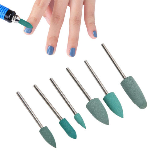 Nail Drill Bits Set, 6pcs Nail Polishing Grinding Machine Tools, Silicone Polisher for Acrylic Gel Nails, Manicure