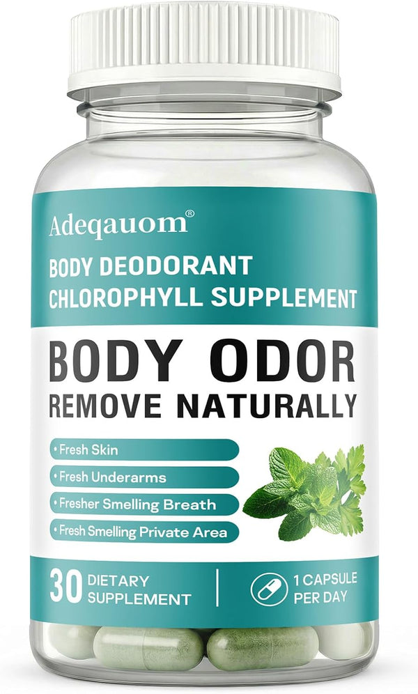 Chlorophyll Capsules Internal Body Deodorant Supplement for Women and Men for Gut