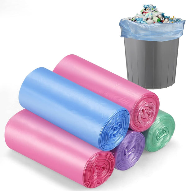 100 Count Small Trash Bags, 4 Gallon Bathroom Garbage Bags, Colored (Multicolor) for Office Wastebasket