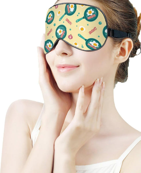 Sleep Mask,Fried Eggs Bacon Onions Eye Masks with Adjustable Strap for Sleeping,Block Light Eye Sleep Shade Cover