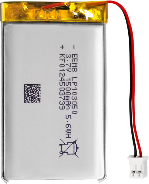 EEMB 3.7V 1500mAh 103050 Lipo Lithium Polymer Battery Pack with Wire JST Connector for Speaker and Wireless Device