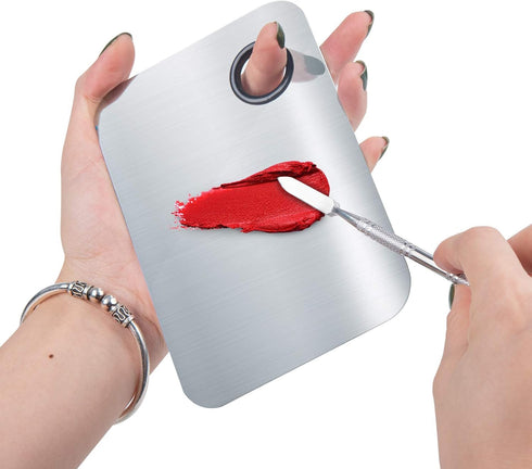 Makeup Mixing Palette, Upgraded Stainless Steel Metal Mixing Tray with Spatula for Foundation and Nail-Art
