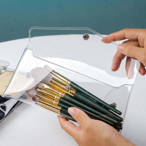 Transparent Mini PVC Makeup Bag, Small Clear Cosmetic Organizer Pouch with Snap Closure for Travel